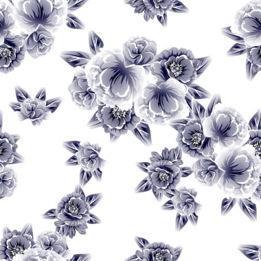 Sorunsuz vintage tarzı çiçek deseni. Beyaz çiçek öğeleri.