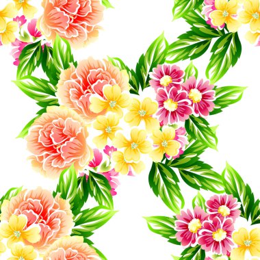 Sorunsuz vintage tarzı çiçek deseni. Renkli çiçek öğeleri