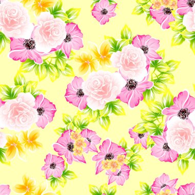 Sorunsuz vintage tarzı çiçek deseni. Renkli çiçek öğeleri