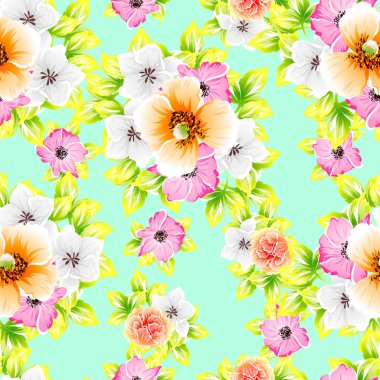 Sorunsuz vintage tarzı çiçek deseni. Renkli çiçek öğeleri