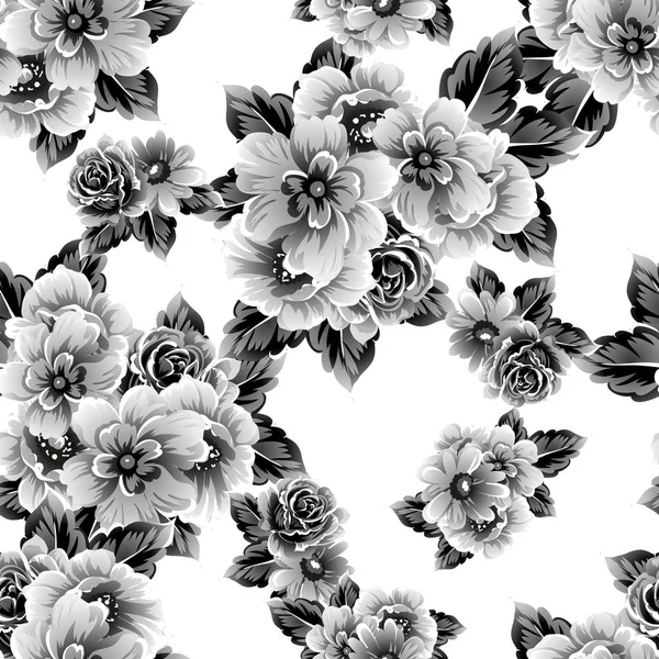 Patrón Flores Estilo Vintage Sin Costuras Elementos Florales Sobre Blanco — Vector de stock