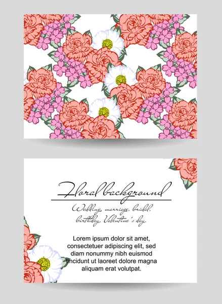 Conjunto Tarjetas Boda Flores Estilo Vintage Elementos Florales Color — Vector de stock