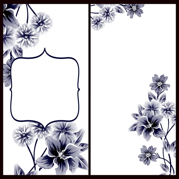 Vintage Style Flower Wedding Cards Set Floral Elements Frames — Stock Vector