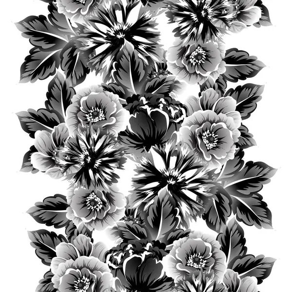 シームレスなビンテージ スタイルの花柄 白い花の要素 — ストックベクタ