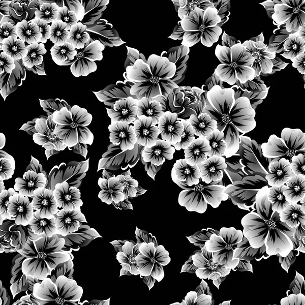 Patrón Flores Estilo Vintage Sin Costuras Elementos Florales Sobre Blanco — Archivo Imágenes Vectoriales