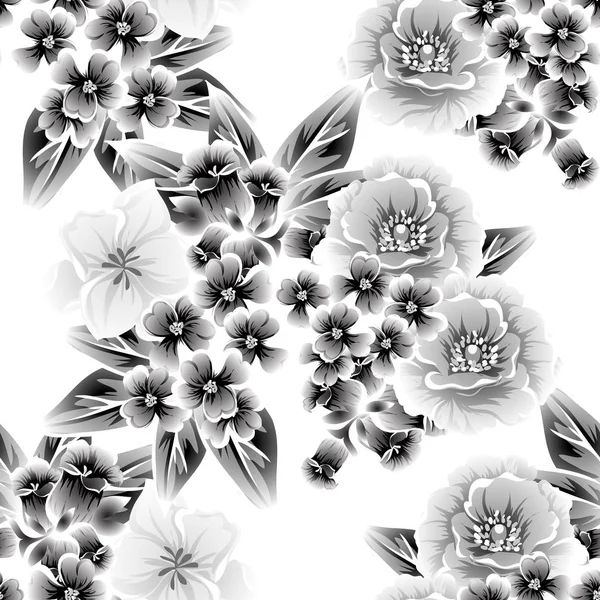 Patrón Flores Estilo Vintage Sin Costuras Elementos Florales Sobre Blanco — Vector de stock