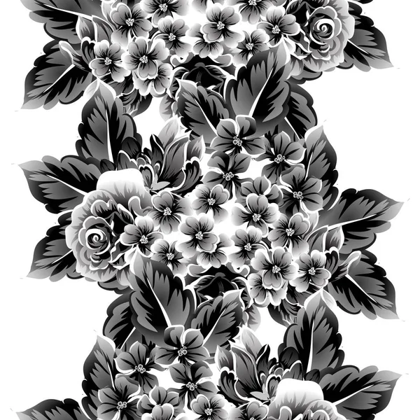Modèle Fleur Style Vintage Sans Couture Eléments Floraux Sur Blanc — Image vectorielle