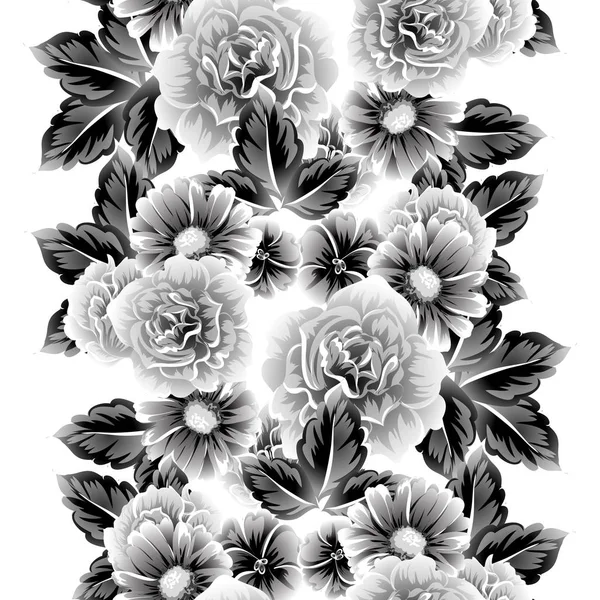 Seamless Vintage Style Flower Pattern Floral Elements White — Stock Vector