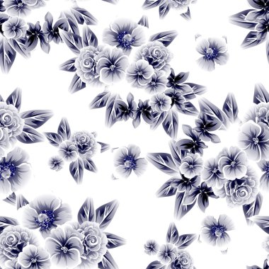 Sorunsuz vintage tarzı çiçek deseni. Beyaz çiçek öğeleri.