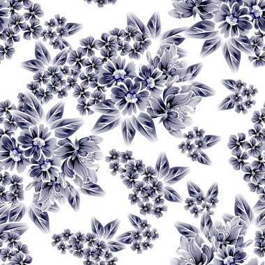 Sorunsuz vintage tarzı çiçek deseni. Beyaz çiçek öğeleri.