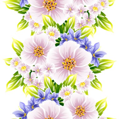 Sorunsuz vintage tarzı çiçek deseni. Renkli çiçek öğeleri