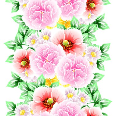 Sorunsuz vintage tarzı çiçek deseni. Renkli çiçek öğeleri