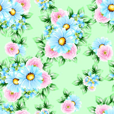 Sorunsuz vintage tarzı çiçek deseni. Renkli çiçek öğeleri