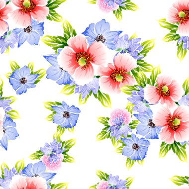 Sorunsuz vintage tarzı çiçek deseni. Renkli çiçek öğeleri