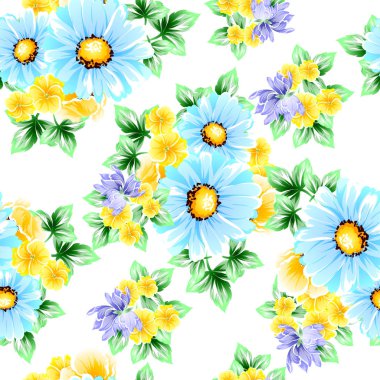 Sorunsuz vintage tarzı çiçek deseni. Renkli çiçek öğeleri