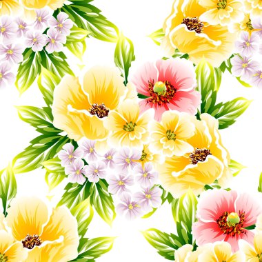 Sorunsuz vintage tarzı çiçek deseni. Renkli çiçek öğeleri