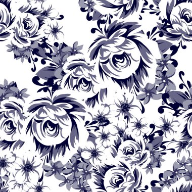 Sorunsuz vintage tarzı çiçek deseni. Beyaz çiçek öğeleri.