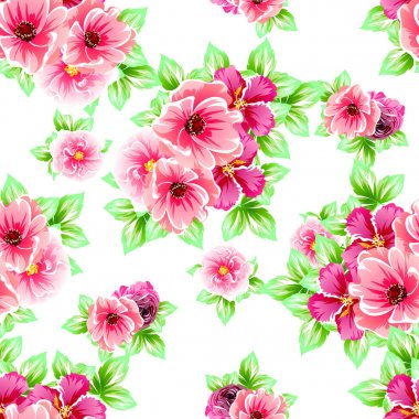 Sorunsuz vintage tarzı çiçek deseni. Renkli çiçek öğeleri