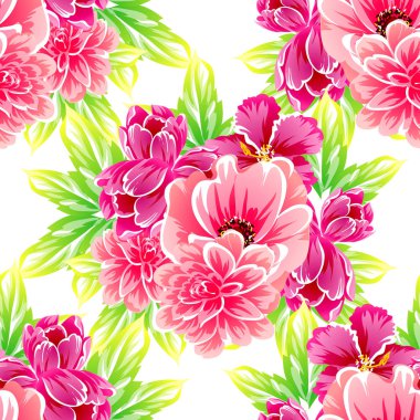 Sorunsuz vintage tarzı çiçek deseni. Renkli çiçek öğeleri