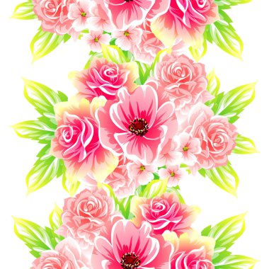 Sorunsuz vintage tarzı çiçek deseni. Renkli çiçek öğeleri