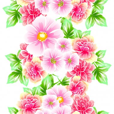 Sorunsuz vintage tarzı çiçek deseni. Renkli çiçek öğeleri