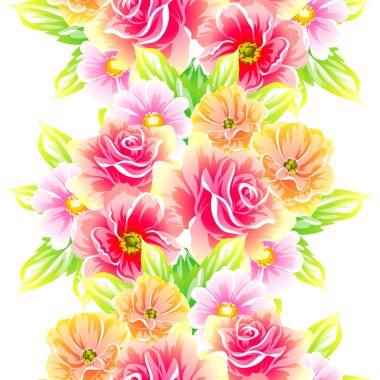 Sorunsuz vintage tarzı çiçek deseni. Renkli çiçek öğeleri