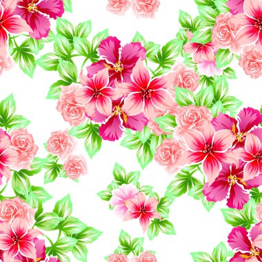 Sorunsuz vintage tarzı çiçek deseni. Renkli çiçek öğeleri