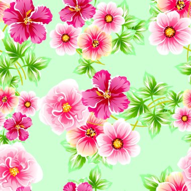 Sorunsuz vintage tarzı çiçek deseni. Renkli çiçek öğeleri