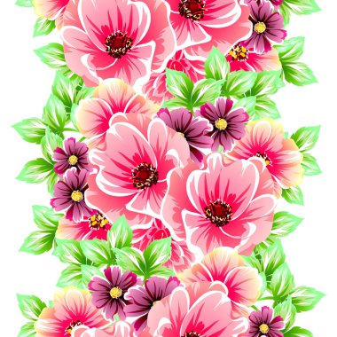 Sorunsuz vintage tarzı çiçek deseni. Renkli çiçek öğeleri