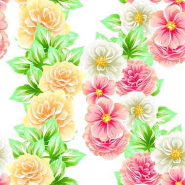 Sorunsuz vintage tarzı çiçek deseni. Renkli çiçek öğeleri