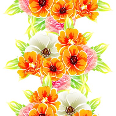 Sorunsuz vintage tarzı çiçek deseni. Renkli çiçek öğeleri