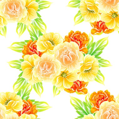 Sorunsuz vintage tarzı çiçek deseni. Renkli çiçek öğeleri