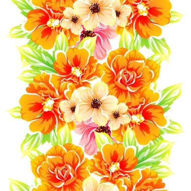 Sorunsuz vintage tarzı çiçek deseni. Renkli çiçek öğeleri