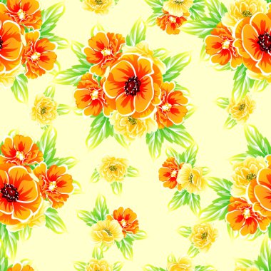 Sorunsuz vintage tarzı çiçek deseni. Renkli çiçek öğeleri