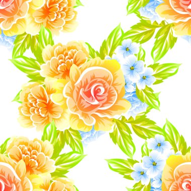 Sorunsuz vintage tarzı çiçek deseni. Renkli çiçek öğeleri