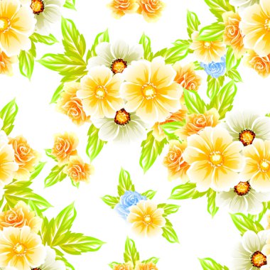 Sorunsuz vintage tarzı çiçek deseni. Renkli çiçek öğeleri