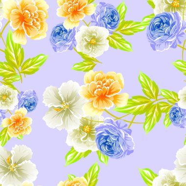 Sorunsuz vintage tarzı çiçek deseni. Renkli çiçek öğeleri