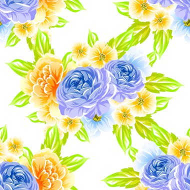 Sorunsuz vintage tarzı çiçek deseni. Renkli çiçek öğeleri