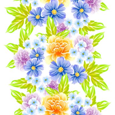 Sorunsuz vintage tarzı çiçek deseni. Renkli çiçek öğeleri