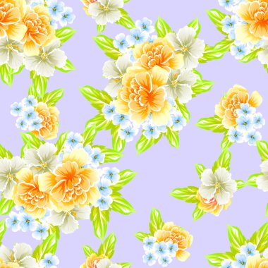 Sorunsuz vintage tarzı çiçek deseni. Renkli çiçek öğeleri
