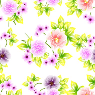 Sorunsuz vintage tarzı çiçek deseni. Renkli çiçek öğeleri