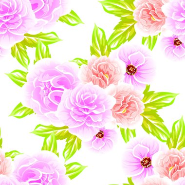 Sorunsuz vintage tarzı çiçek deseni. Renkli çiçek öğeleri