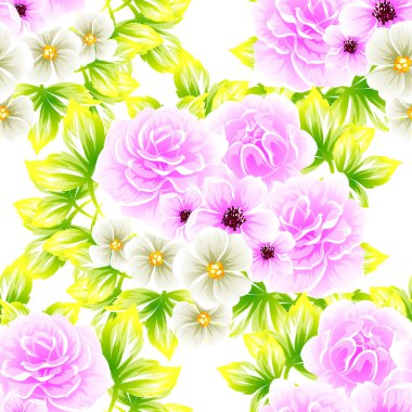 Sorunsuz vintage tarzı çiçek deseni. Renkli çiçek öğeleri