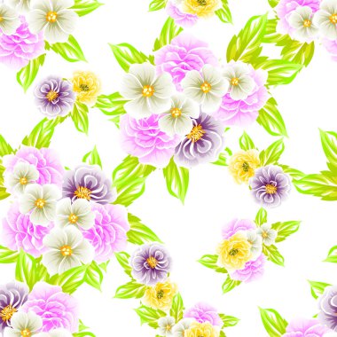 Sorunsuz vintage tarzı çiçek deseni. Renkli çiçek öğeleri
