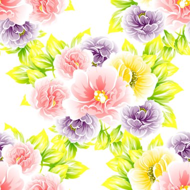 Sorunsuz vintage tarzı çiçek deseni. Renkli çiçek öğeleri