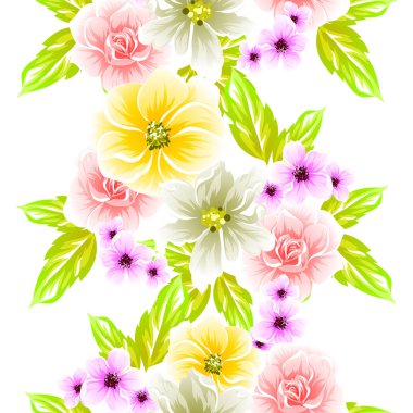 Sorunsuz vintage tarzı çiçek deseni. Renkli çiçek öğeleri