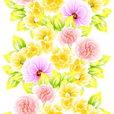 Sorunsuz vintage tarzı çiçek deseni. Renkli çiçek öğeleri