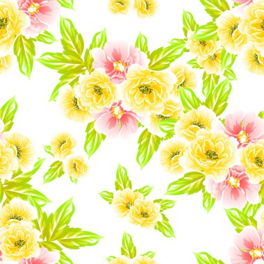 Sorunsuz vintage tarzı çiçek deseni. Renkli çiçek öğeleri