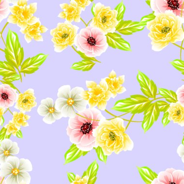 Sorunsuz vintage tarzı çiçek deseni. Renkli çiçek öğeleri