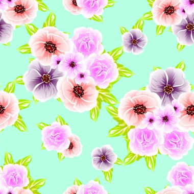 Sorunsuz vintage tarzı çiçek deseni. Renkli çiçek öğeleri